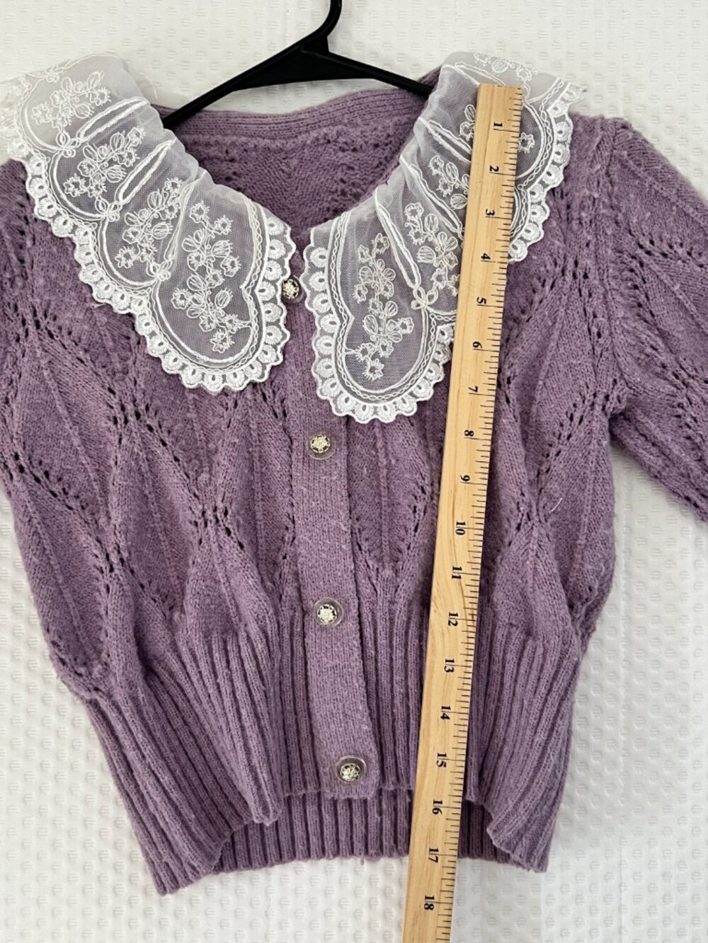 Women Peter Pan Lace Collar, Lilac, Size XS - Picture 6 of 6